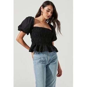 Astr Black Puff Sleeve Blouse